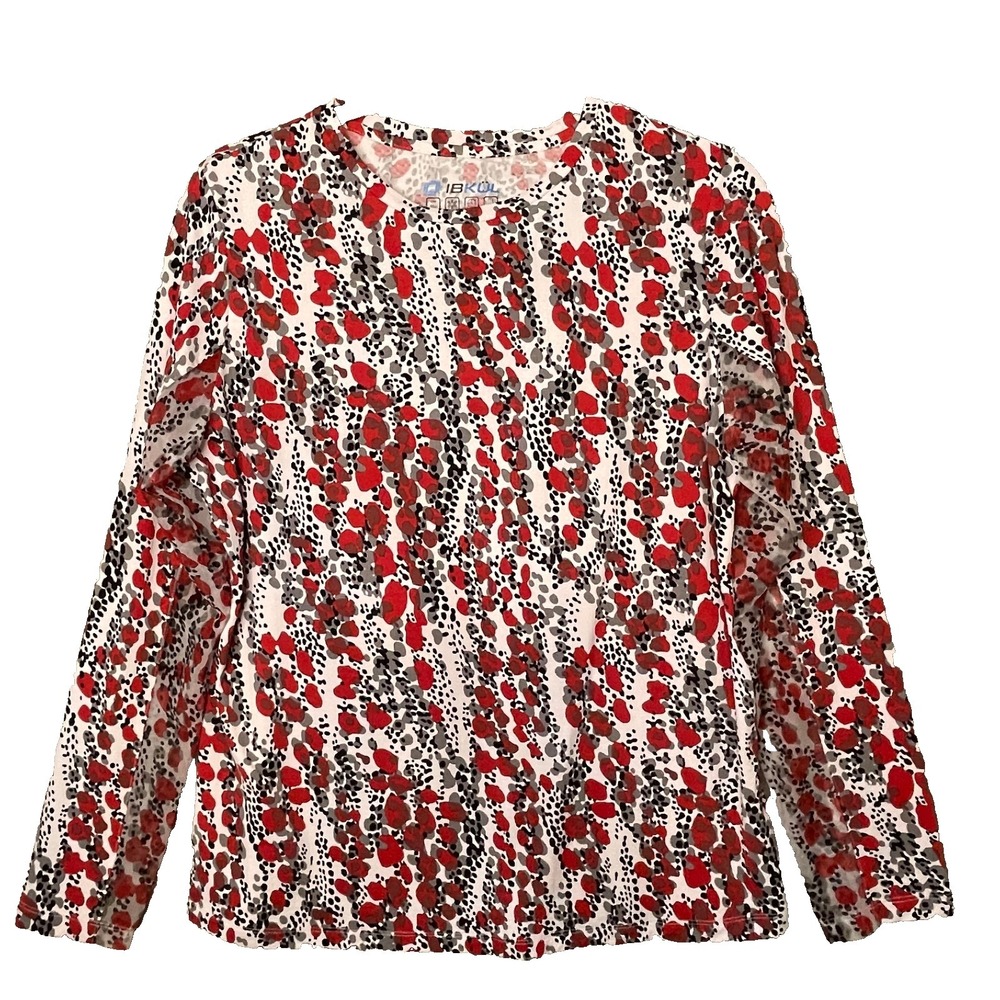 IBKUL Top Womens Large Colorful Geometric‎ Pullover Pickleball Golf UPF Mesh L/S
